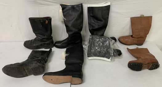 4 pair Leather Boots,2 New,2 Worn