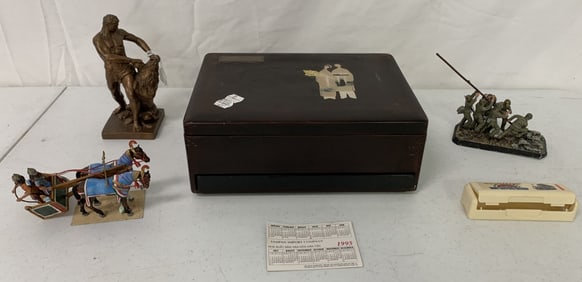 6 pcs,bronze,Chariot,Dresser Set/Wooden Box