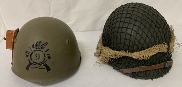 2 Metal Military Helmets,Repro?,1-#9 on front
