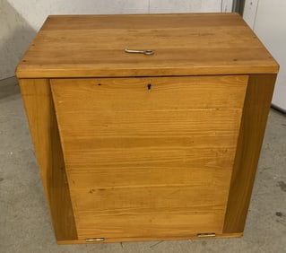 Wooden Box,Hinged on Bottom,Lock Broken