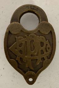 Fraim 1915 PRR Co. brass lock marked T.&T.D.