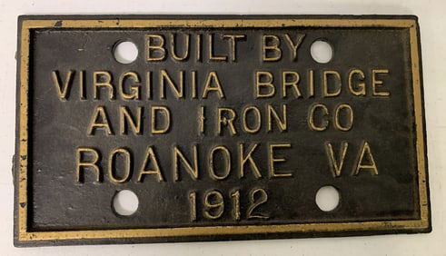 1912 Virginia Bridge and Iron Co. bridge plaque