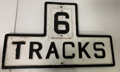 cast iron 6 Tracks sign