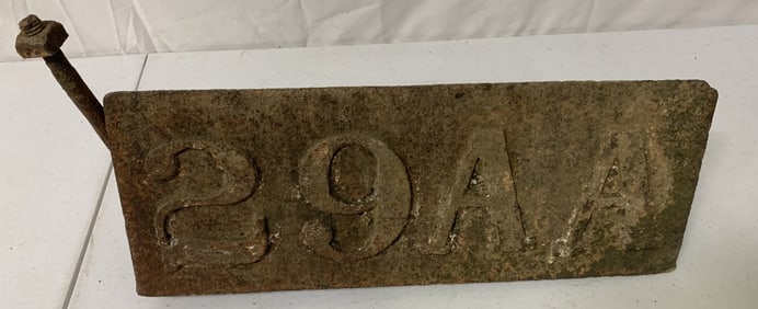 29AA cast iron railroad sign