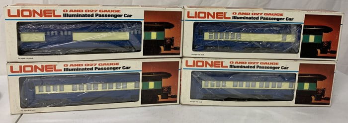 4 Different Lionel Blue Comet Cars w/boxes