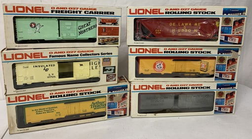 6 Lionel cars with boxes