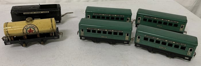 6 American Flyer train cars