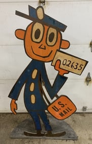 Wooden U.S. Mail Mailman Sign