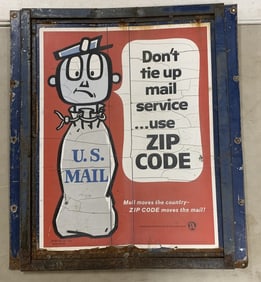 Tin U.S. Mail "use Zip Code" Sign