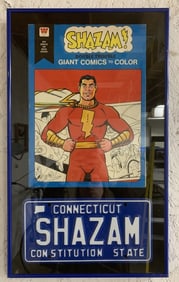 Shazam Framed License Plate and Comic Book