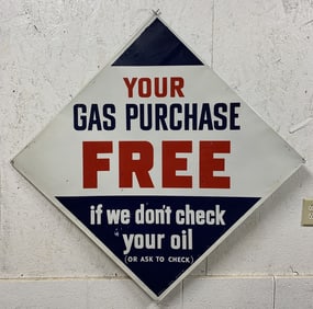 Tin Gas Purchase Sign