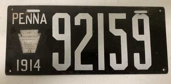 Pennsylvania 1914 license plate 92159