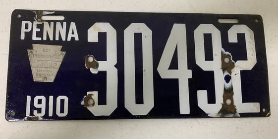 Pennsylvania 1910 license plate 30492