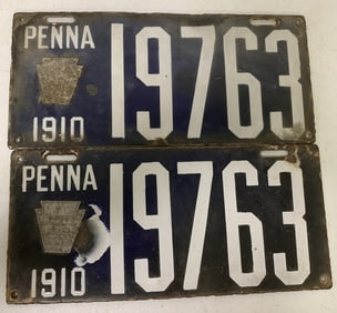 set of Pennsylvania 1910 license plates 19763