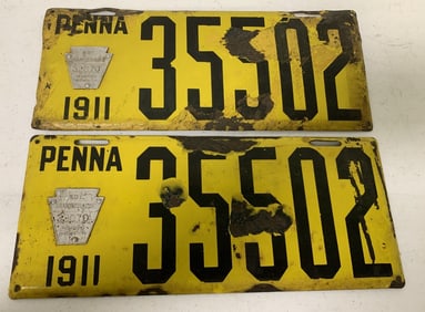 set of Pennsylvania 1911 license plates 35502