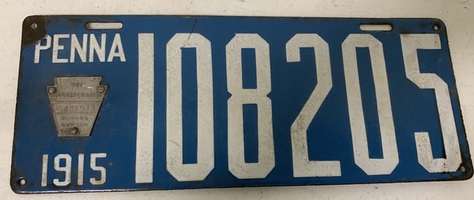 Pennsylvania 1915 license plate 108205