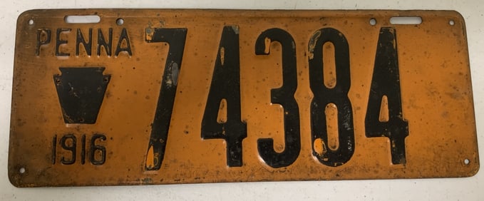 Pennsylvania 1916 license plate 74384