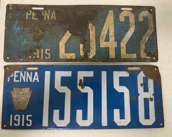 Pennsylvania 1915 license plate 155158 plus