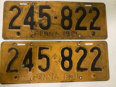 set of Pennsylvania 1921 license plates 245-822