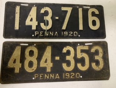 2 different Pennsylvania 1920 license plates