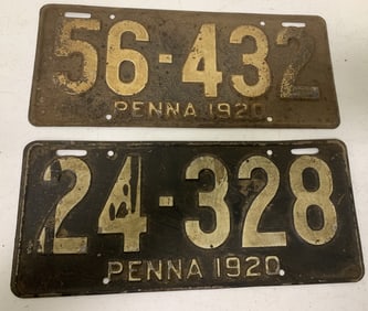 2 different Pennsylvania 1920 license plates