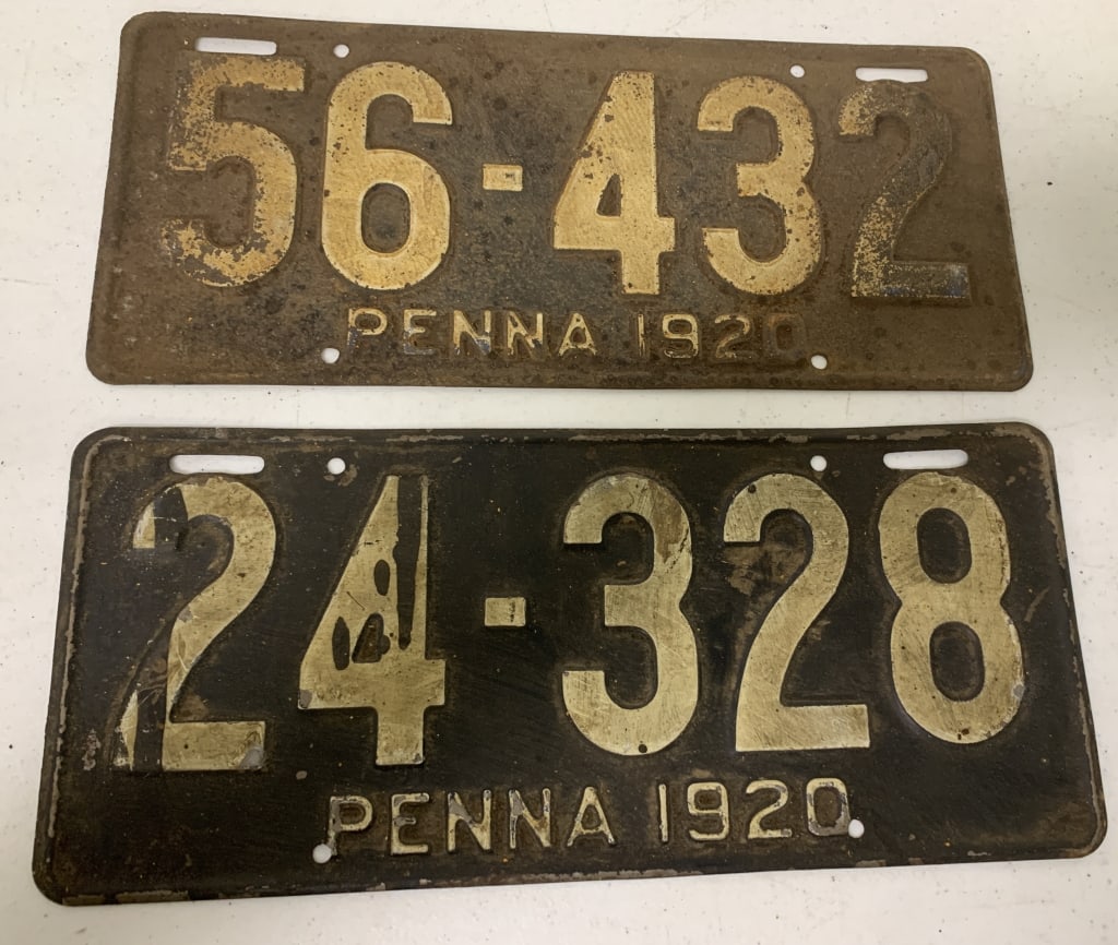 2 different Pennsylvania 1920 license plates (1 of 2)