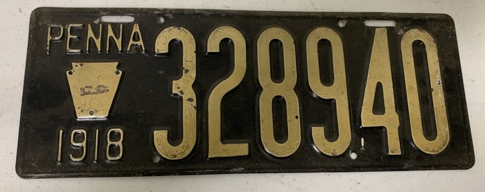 Pennsylvania 1918 license plate 328940