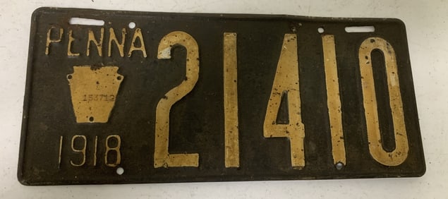 Pennsylvania 1918 license plate 21410