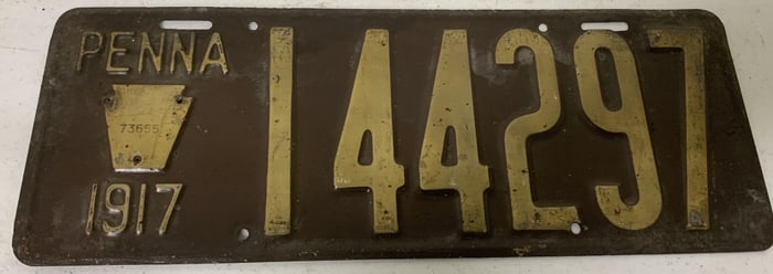 Pennsylvania 1917 license plate 144297