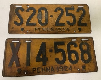 2 different 1924 Pennsylvania license plates