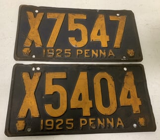 2 different 1925 Pennsylvania license plates