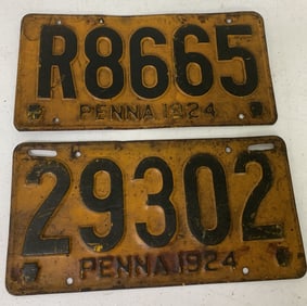 2 different 1924 Pennsylvania license plates