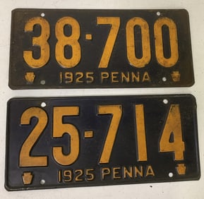 2 different 1925 Pennsylvania license plates