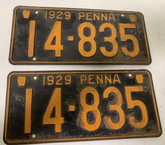 set of Pennsylvania 1929 license plates 14-835