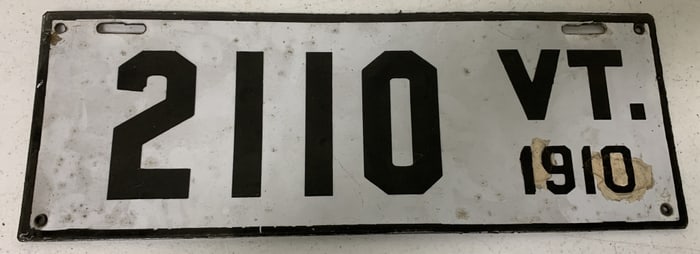 Vermont 1910 license plate 2110