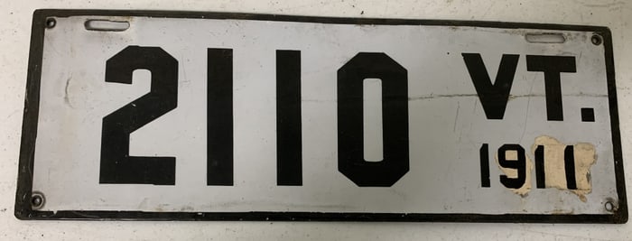 Vermont 1911 license plate 2110