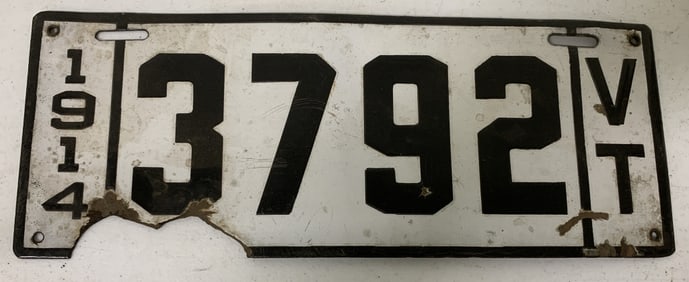 Vermont 1914 license plate 3792