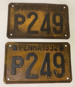 set of 1932 Pennsylvania license plates P249