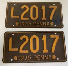 set of 1935 Pennsylvania license plates L2017