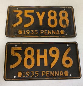 2 different 1935 Pennsylvania license plates