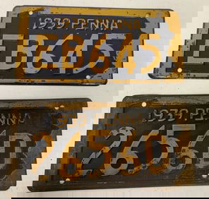 2 different 1939 Pennsylvania license plates