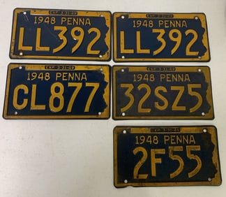 5 1948 Pennsylvania license plates