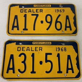 1968 & 1969 Pennsylvania Dealer license plates
