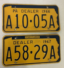 1966 & 1967 Pennsylvania Dealer license plates