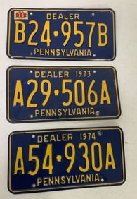 3 Pennsylvania dealer license plates