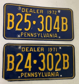 1971 & 1972 Pennsylvania dealer license plates