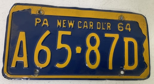 1964 Pennsylvania New Car Dealer license plate