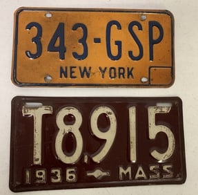 Massachusetts & New York license plates