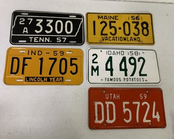 TN, ME, ID, IN & UT license plates