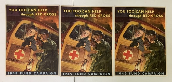 3 Red Cross 1949 Fund Campaign Posters
